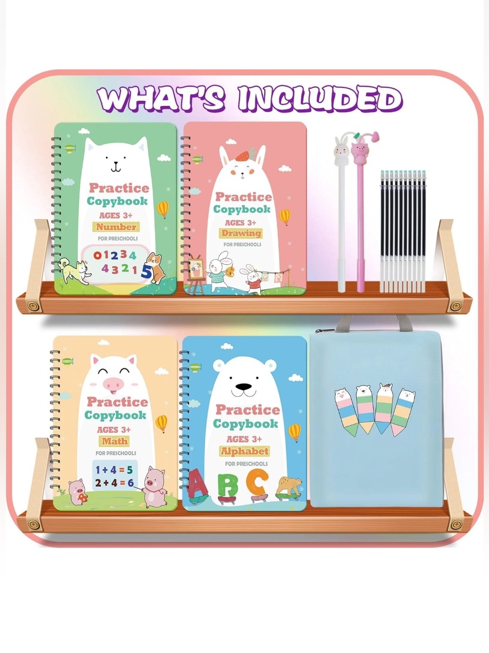 Reusable Grooved Handwriting Practice Copybook Set 4 Books Ages 3-8